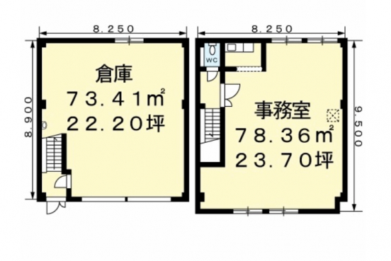 【貸倉庫付事務所】大阪府八尾市刑部