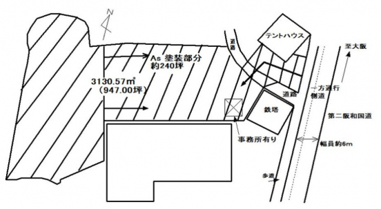 【事務所付き貸土地】大阪府泉南市中小路